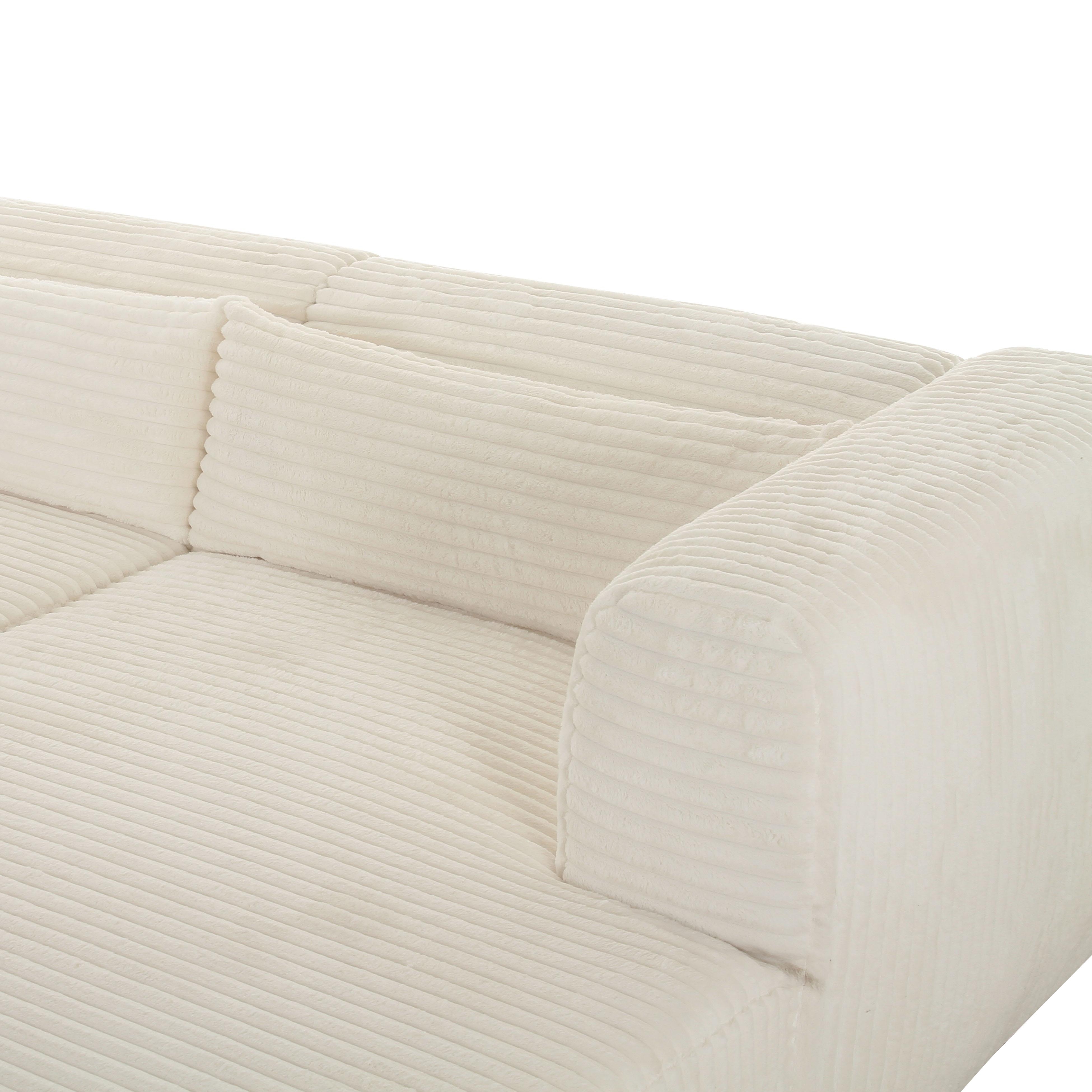 Tarra Fluffy Oversized Cream Corduroy Modular RAF Sectional - Image 3