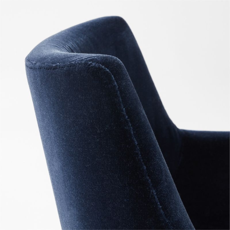 Foley Faux Mohair Navy Dining Armchair Set of 4 - Image 3