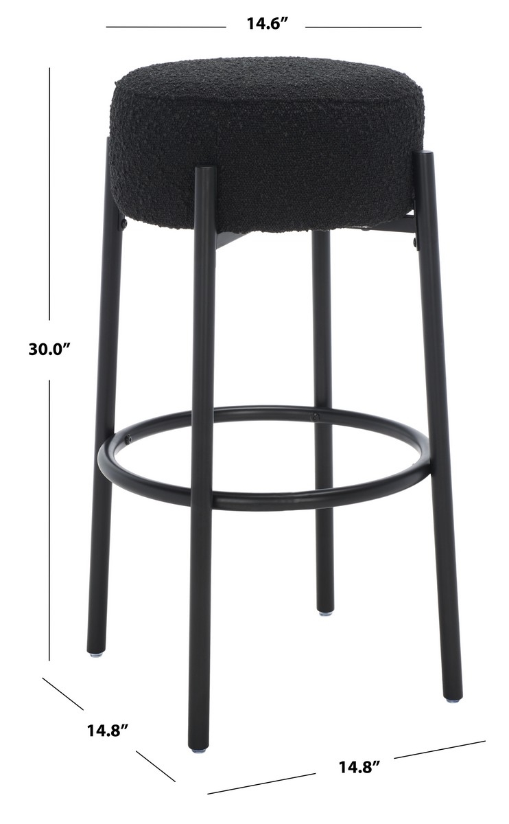 Paisleigh Boucle And Metal Leg Barstool - Black - Image 7