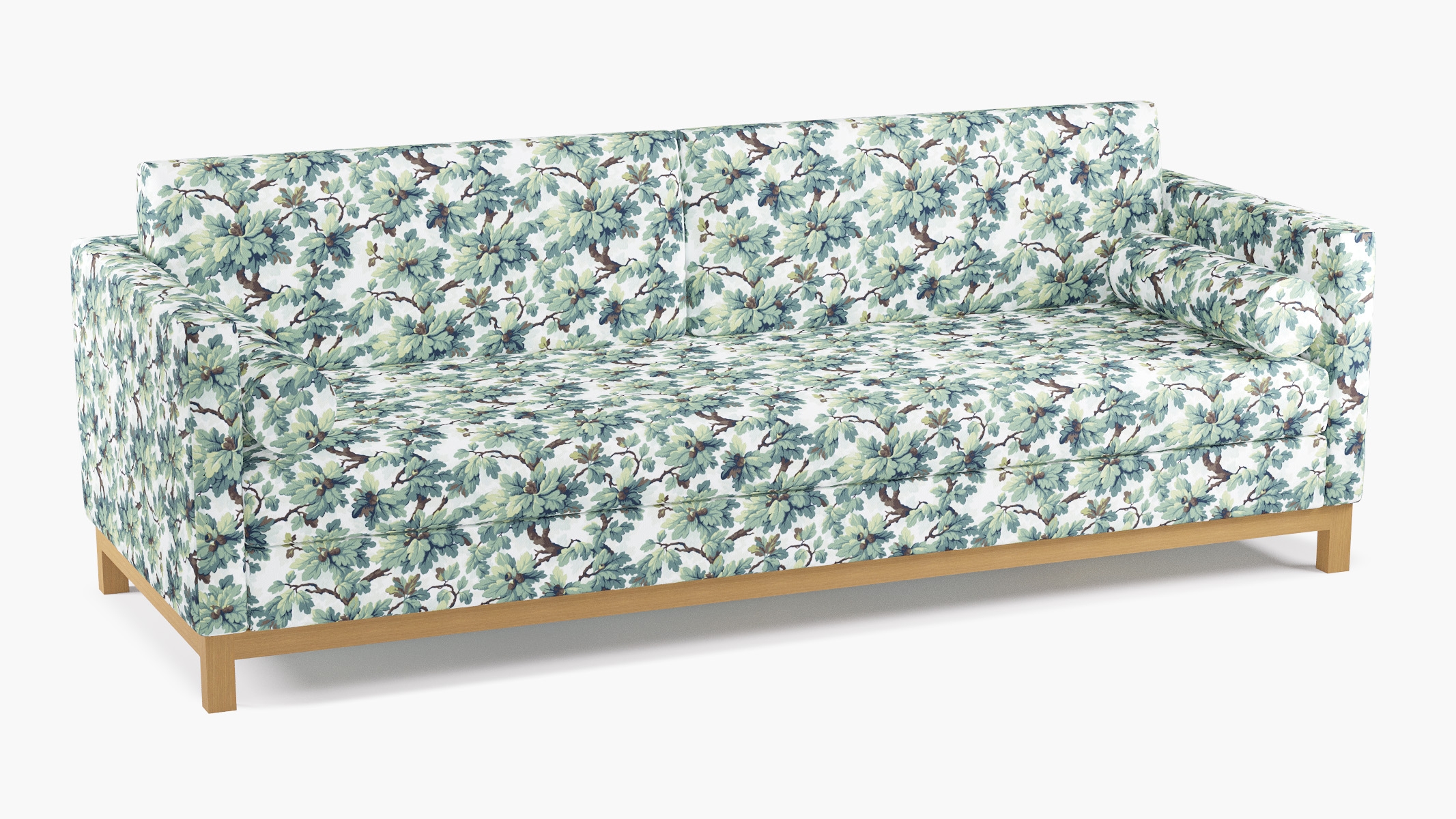 Tailored Tuxedo Sofa, Sage Woodland, Natural Wood Rail - Image 1