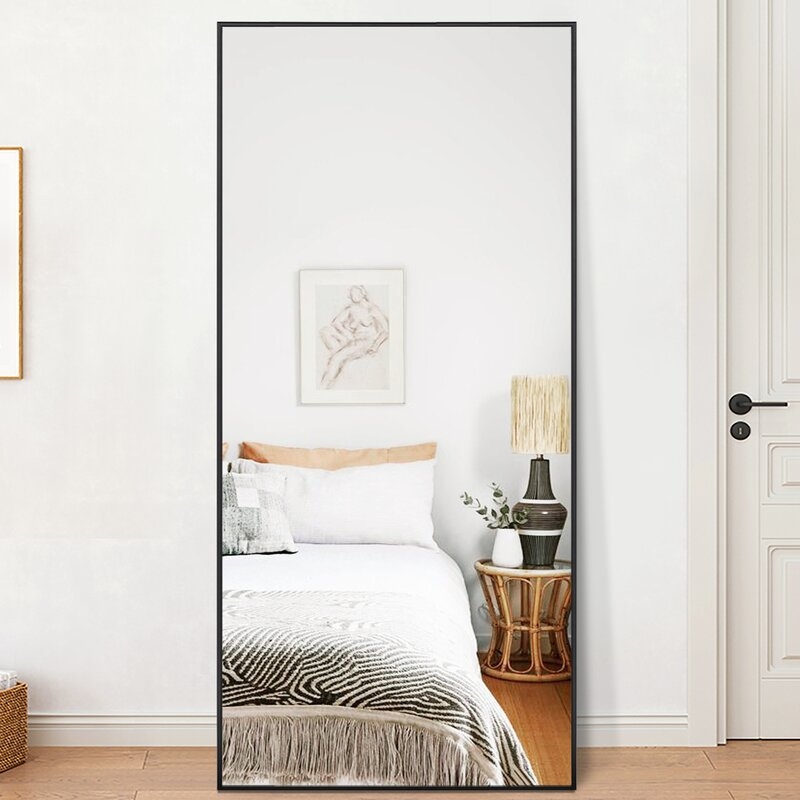 Niehaus Modern & Contemporary Full Length Mirror, Black, 24" x 71" - Image 1