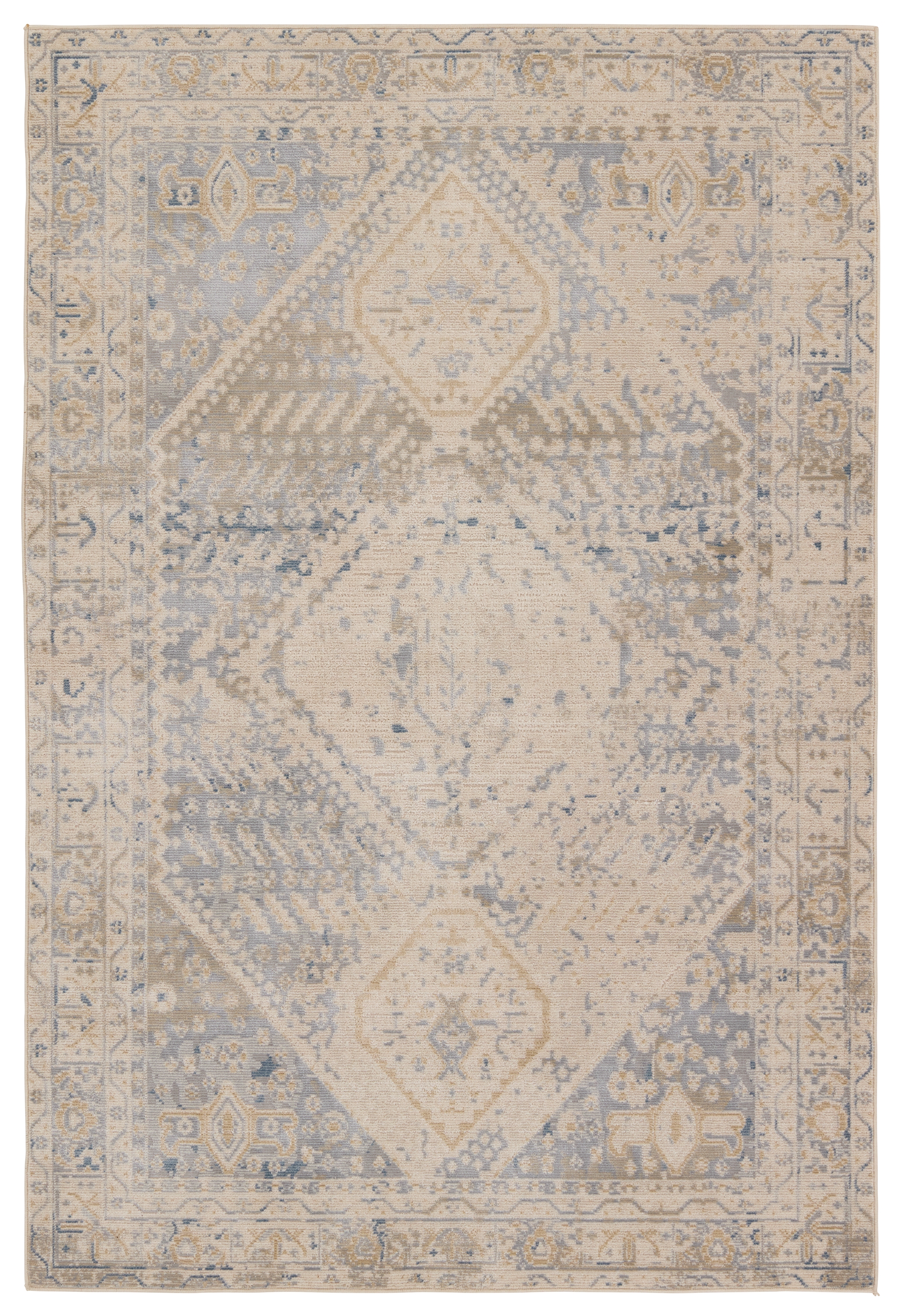 Vibe by Rush Indoor/Outdoor Medallion Light Gray/ Blue Area Rug (4'X5'7") - Image 0