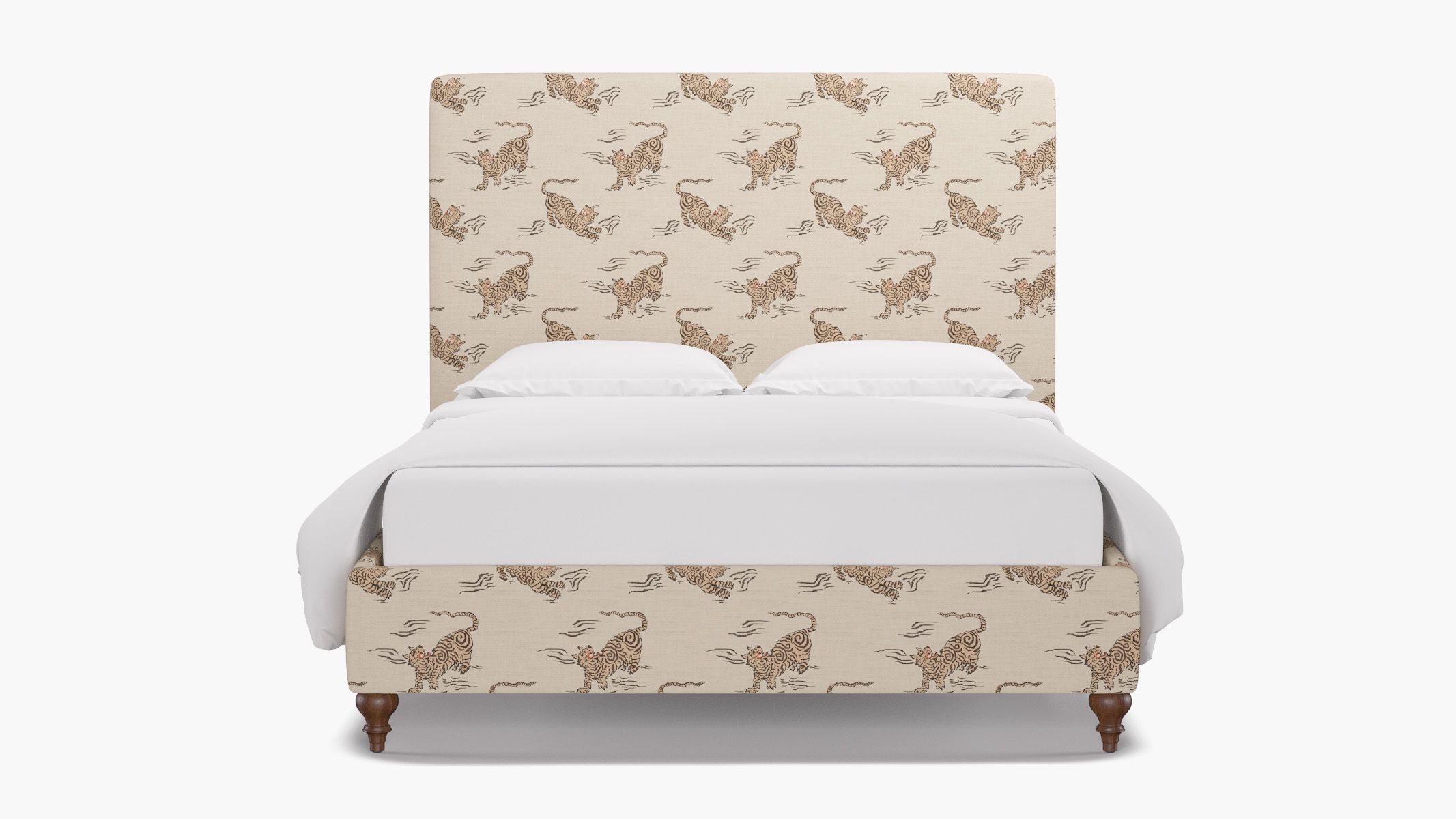 Classic Bed, Canvas Tigresse, Walnut Traditional Turned Leg, Twin - Image 0