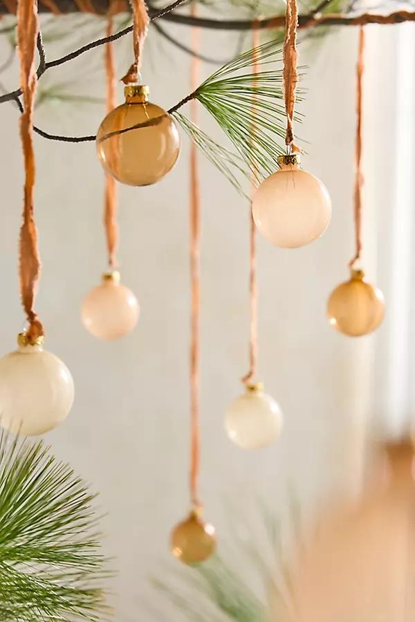 Tonal Glass Bauble Ornaments, Set of 15 - Image 0