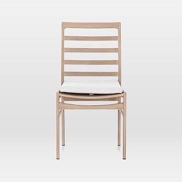 Teak Wood High-Back Outdoor Dining Chair, Washed Brown - Image 1