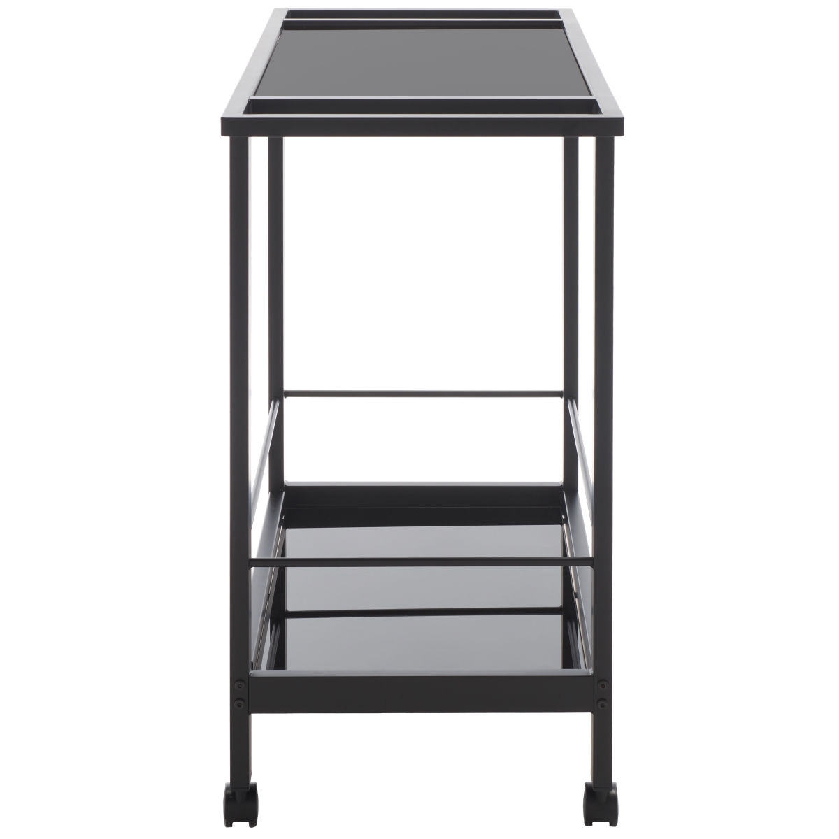 Gaelle 2 Tier Bar Cart With Handle - Matte Black / Black - Safavieh - Image 5