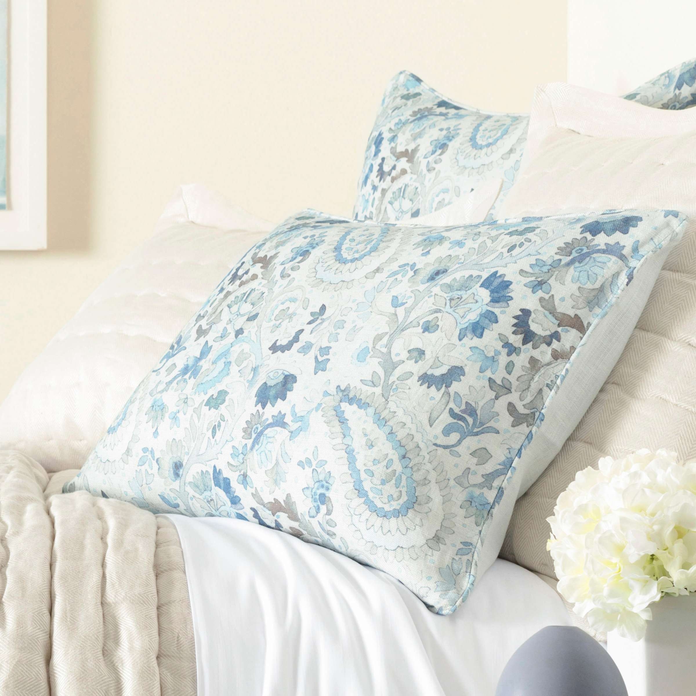 Ines Linen Blue Sham - Image 0
