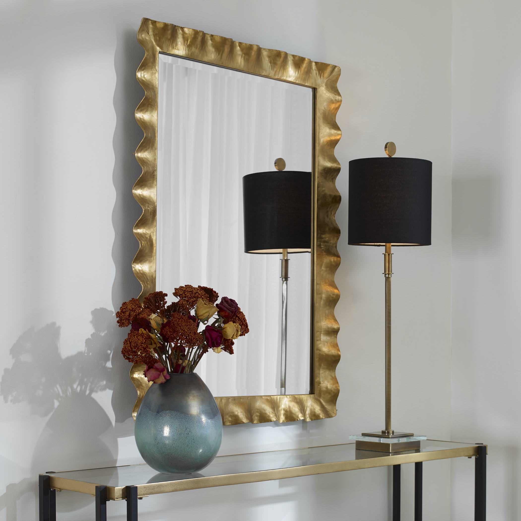 Haya Scalloped Gold Mirror - Image 1