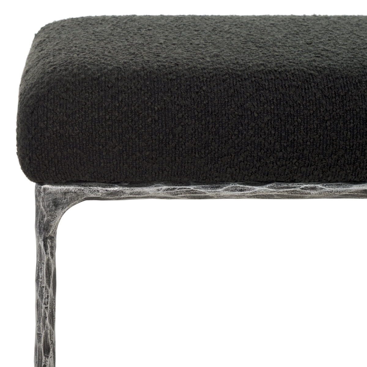 Mandy Boucle & Metal Bench - Black - Image 2