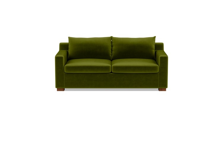 Sloan Sleeper Sleeper Sofa with Green Moss Fabric, down alternative cushions, and Oiled Walnut legs - Image 0