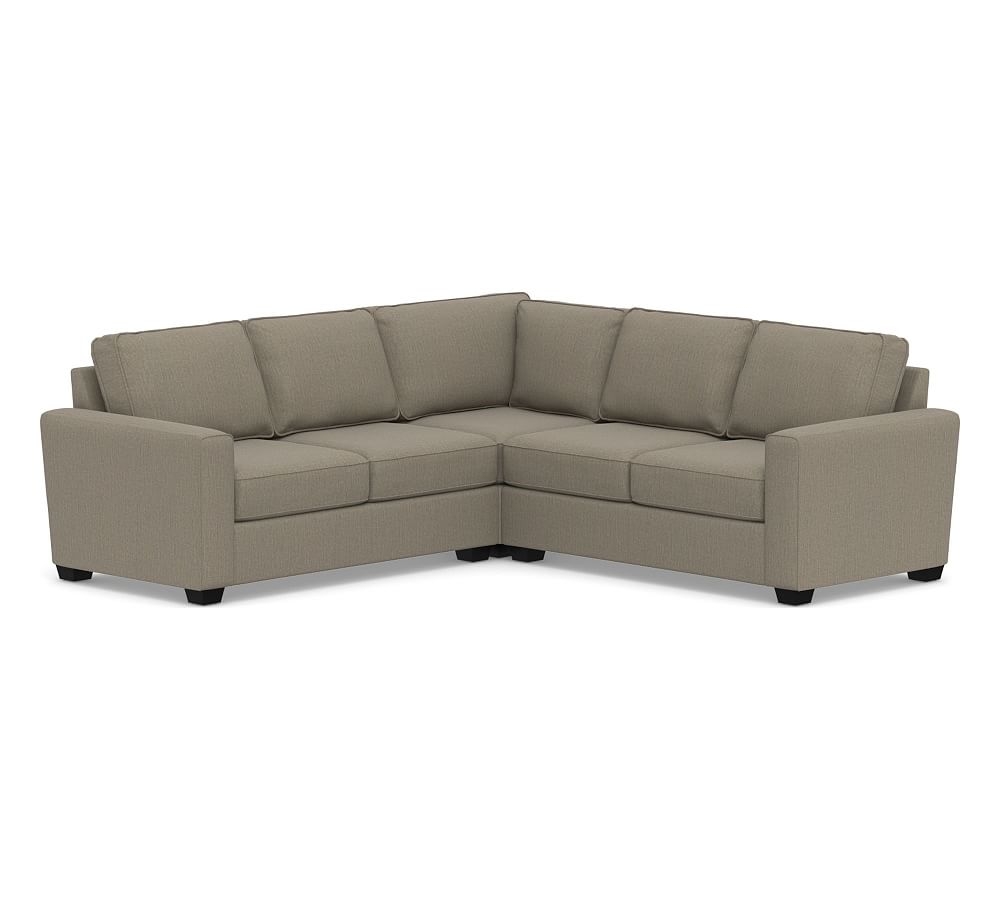 SoMa Fremont Square Arm Upholstered 3-Piece L-Shaped Corner Sectional, Polyester Wrapped Cushions, Chenille Basketweave Taupe - Image 0