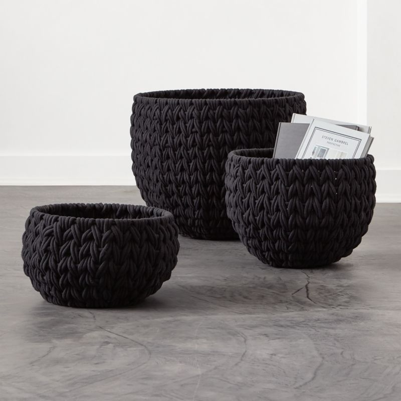 Conway Round Black Cotton Storage Basket XL - Image 1