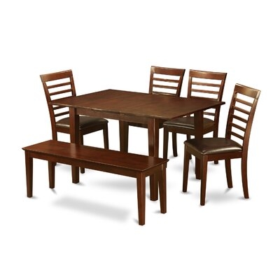 Agesilao 6 - Piece Butterfly Leaf Rubberwood Solid Wood Dining Set - Image 0