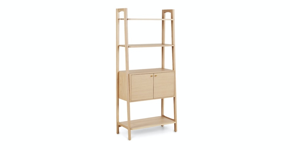 Krossa 31.5" Shelving Unit with Storage - White Oak - Image 0