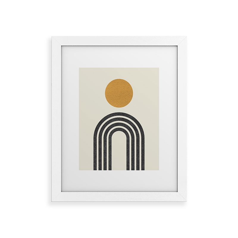 Mid Century Modern Gold Sun by MoonlightPrint - Framed Art Print Classic White 18" x 24" - Image 0