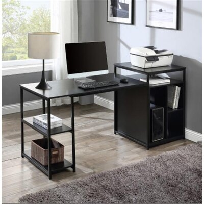 Home Office Computer Desk With Storage Shelf ,cpu Storage Space And Printer Stand /writing Pc Table With Space Saving Design(brown) - Image 0
