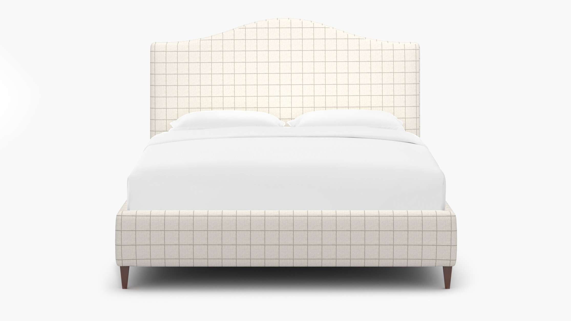 Camelback Bed, Coal Windowpane, Walnut Square Tapered Leg, Twin - Image 0