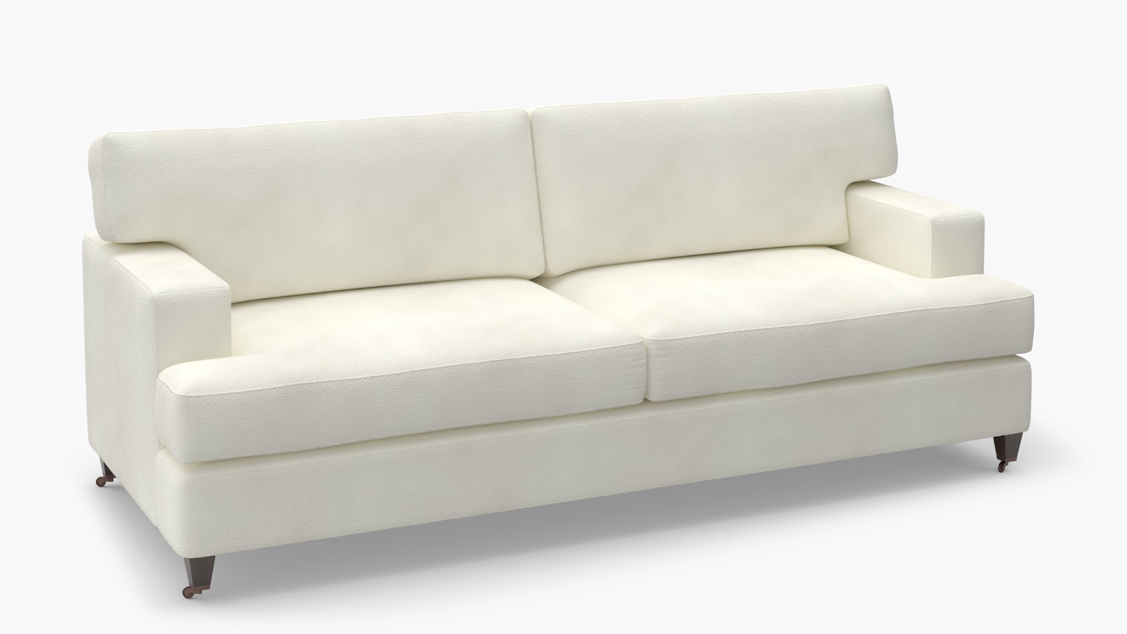 Classic Sofa, Sheepskin, Espresso with Antique Brass Caster - Image 1