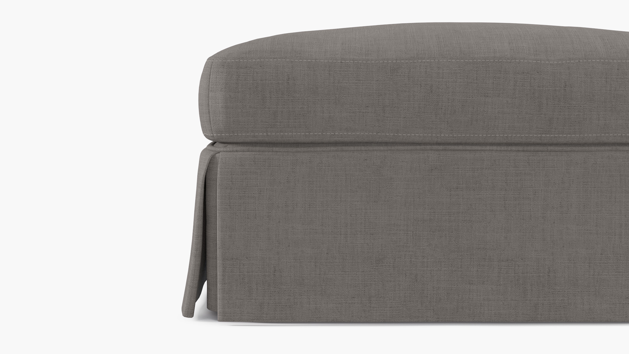 Skirted Cocktail Ottoman, Cobblestone Luxe Linen - Image 2