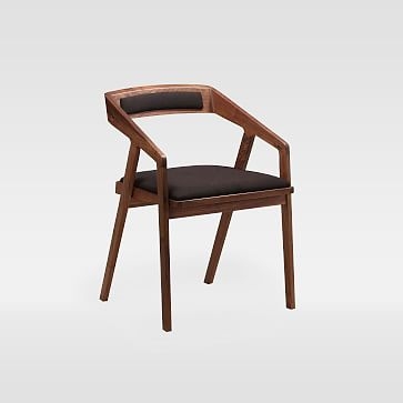 Angled Frame Dining Arm Chair, Walnut, Black - Image 0