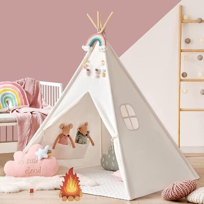 3.7' x 3.7' Indoor/Outdoor Cotton Play Tent with Carrying Bag - Image 0