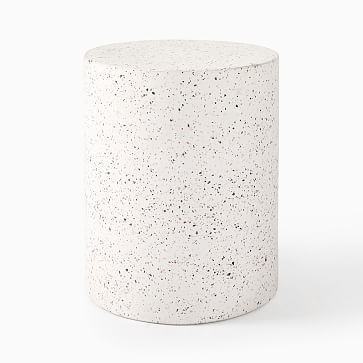 Terrazzo Drum Outdoor 15 in Round Side Table, White - Image 0