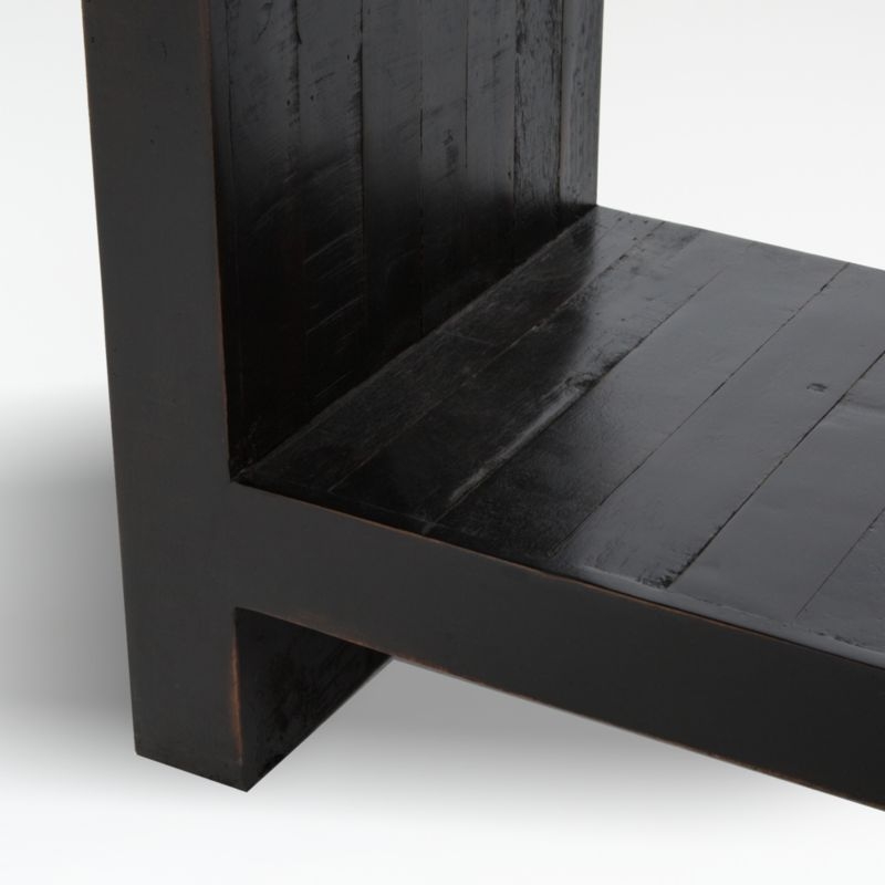 Theo 60" Rectangular Black Acacia Wood Storage Console Table with Shelf - Image 1
