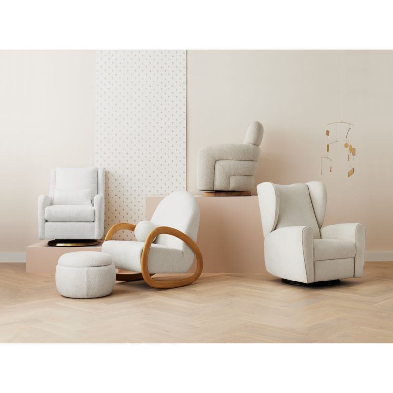 Seesaw Cream Nursery Power Recliner Chair w/ Electronic Control and USB with Metal Base - Image 3