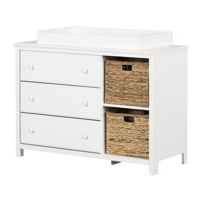 Cotton Candy Changing Table Pure White And Rustic Oak - Image 0