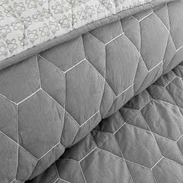 Honeycomb Quilt, Standard Sham, Charcoal, WE Kids - Image 1