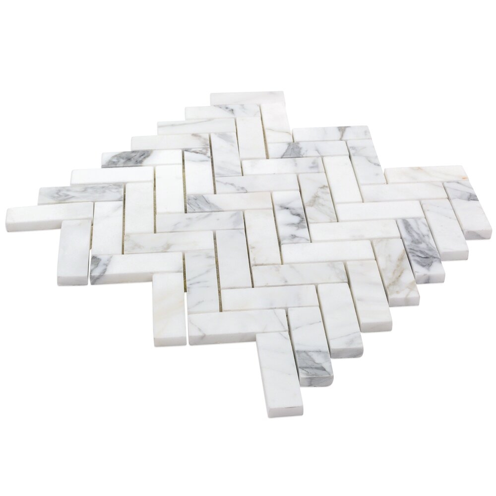 Bond Tile Calacatta Herringbone 1"" x 3"" Marble Mosaic Tile - Image 0