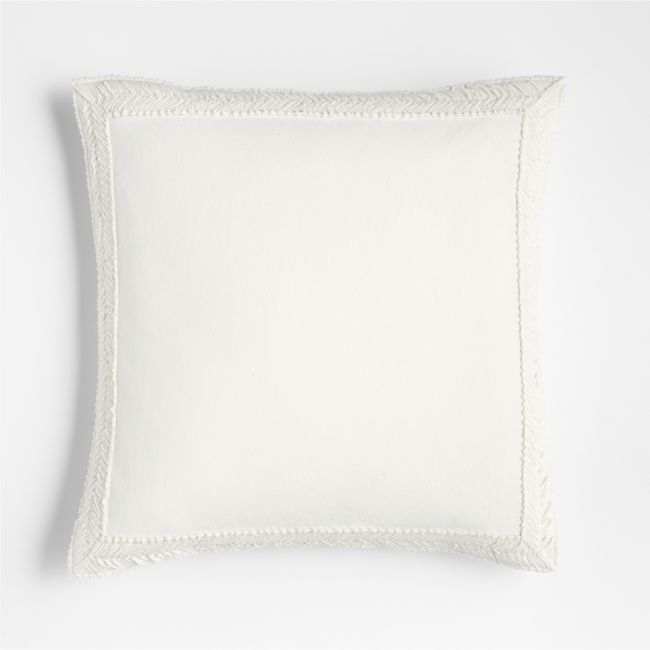 Linnet 20" Ivory Pillow Cover with Feather-Down Insert - Image 0