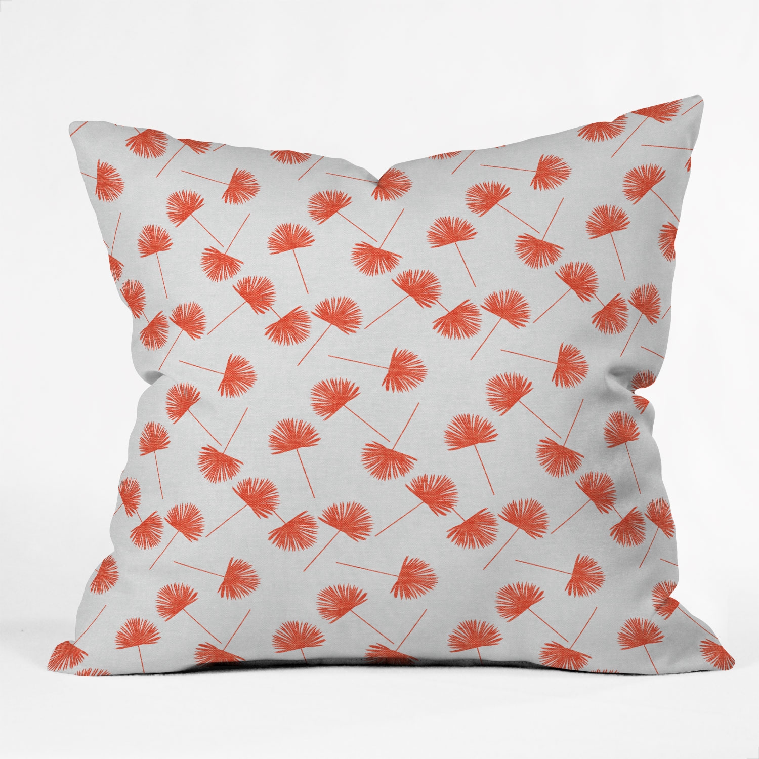 Woven Fan Palm In Orange by Little Arrow Design Co - Outdoor Throw Pillow 20" x 20" - Image 1