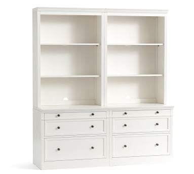Livingston Bookcase Wall Suite with Glass Cabinets, Montauk White - Image 4