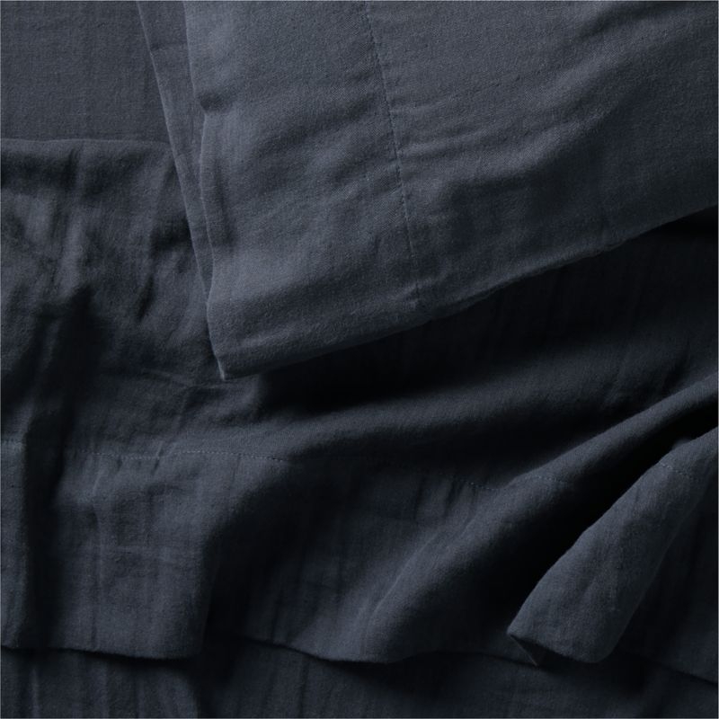 Supersoft Midnight Navy Blue Organic Cotton Gauze Kids Twin Sheet Set - Image 1