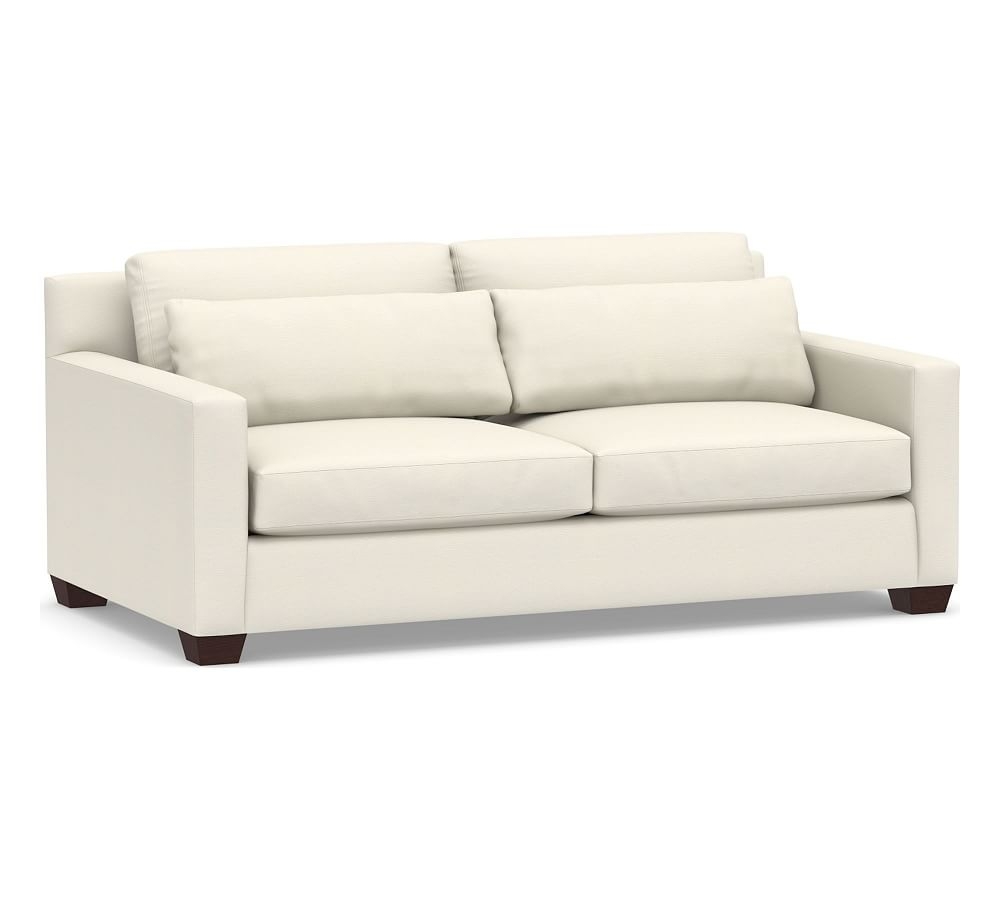 York Square Arm Upholstered Deep Seat Sofa 2X2, Down Blend Wrapped Cushions, Textured Twill Ivory - Image 0