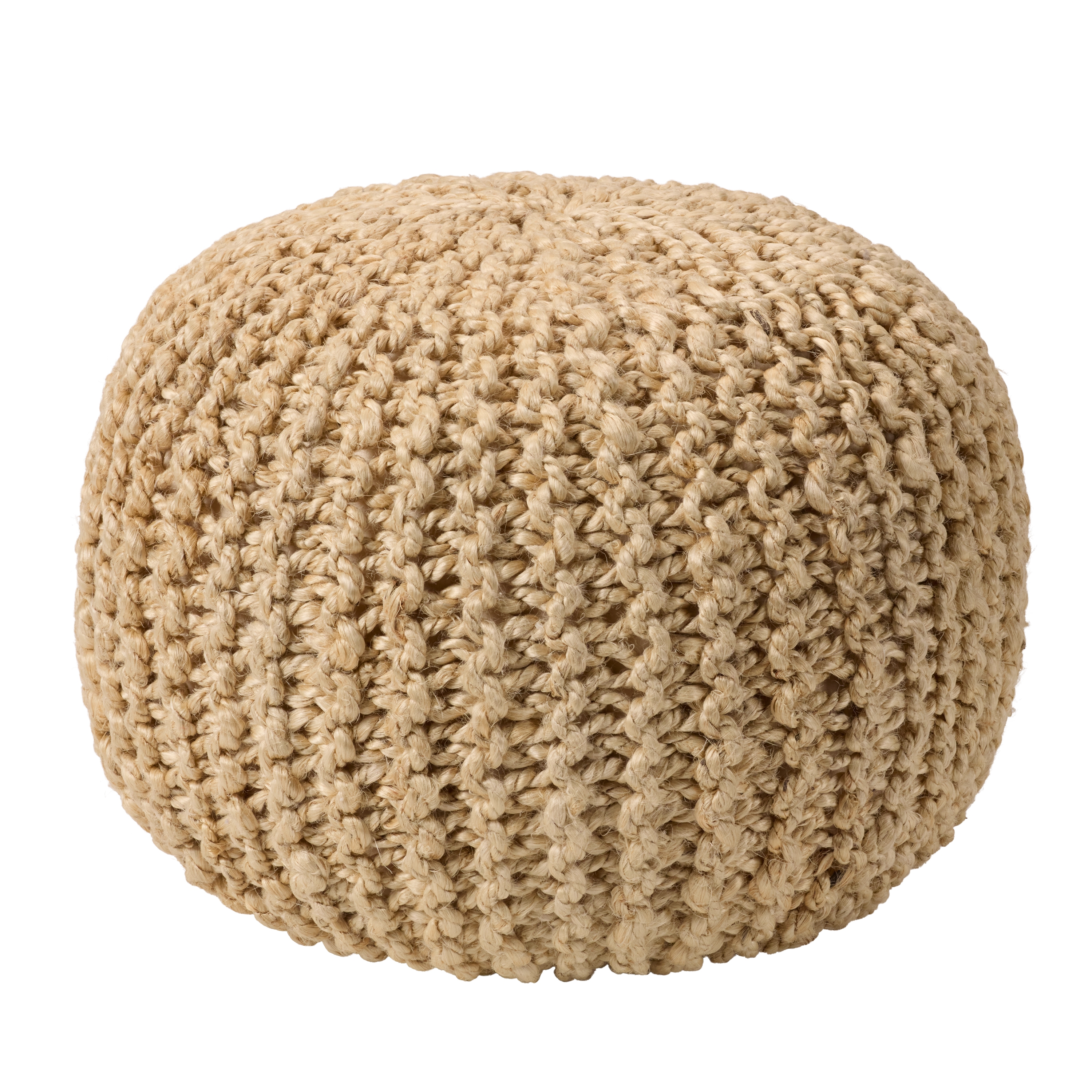 Vibe by Azene Handmade Solid Beige Cylinder Pouf - Image 0