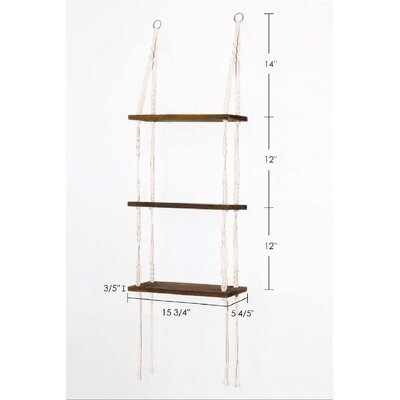 Macrame Shelf Hanging Shelves, Wood Wall Shelf With Woven Rope, Rustic Floating Shelves Storage Organizer, Shelf Boho Decor For Living Room, Bathroom, Bedroom - Image 0