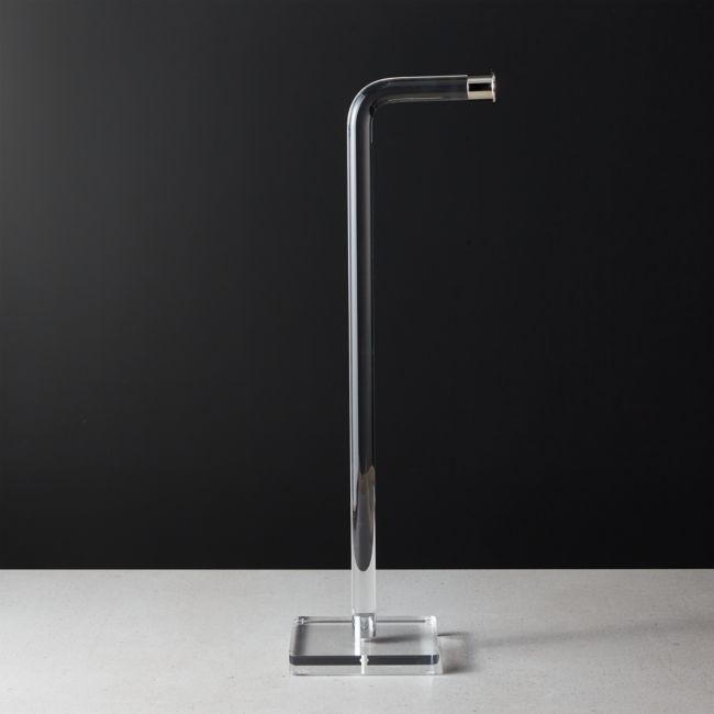 Acrylic and Polished Nickel Free Standing Toilet Paper Holder - Image 0