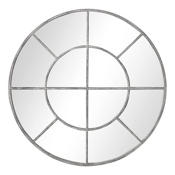 Rustic Round Window Mirror, Gray - Image 0