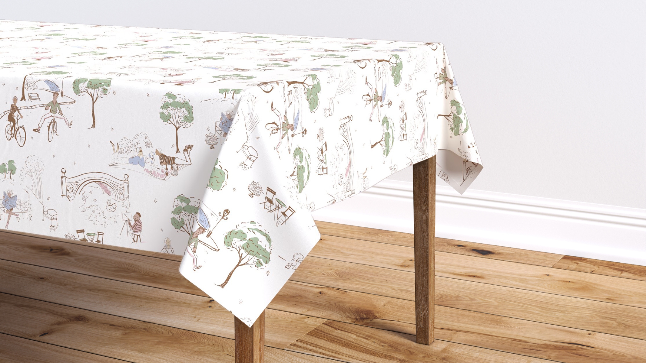 Tablecloth 56" x 108", Multi Central Park Toile, 56" x 108" - Image 1