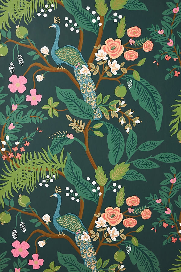 Rifle Paper Co. Peacock Wallpaper By Rifle Paper Co. in Green - Image 0