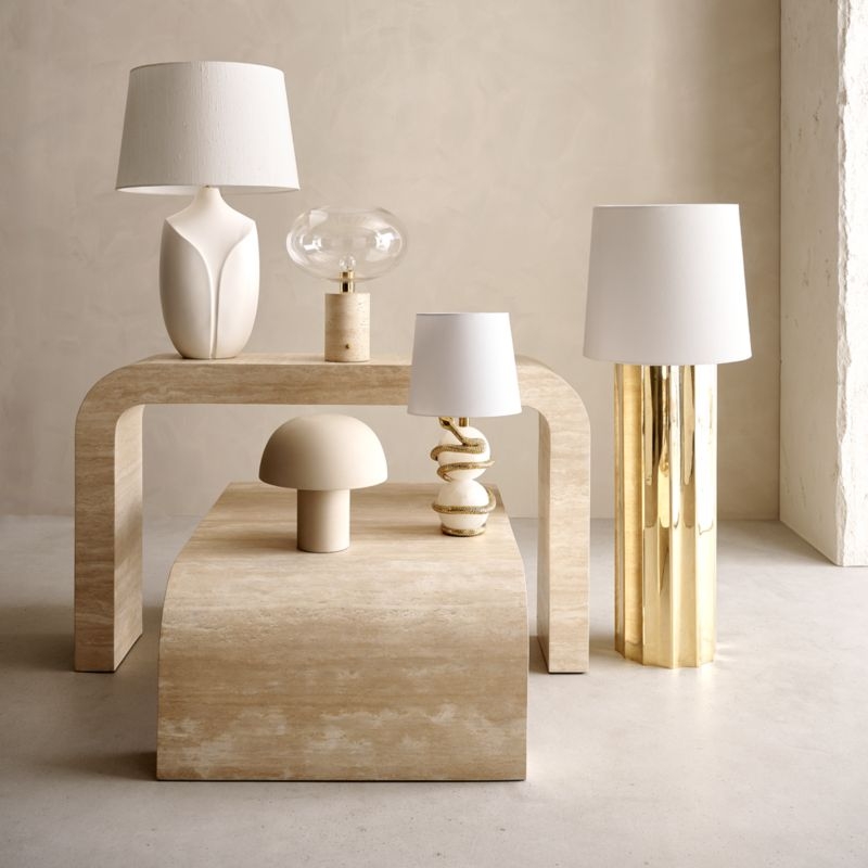 Crescent 46" Square Travertine Coffee Table - Image 4