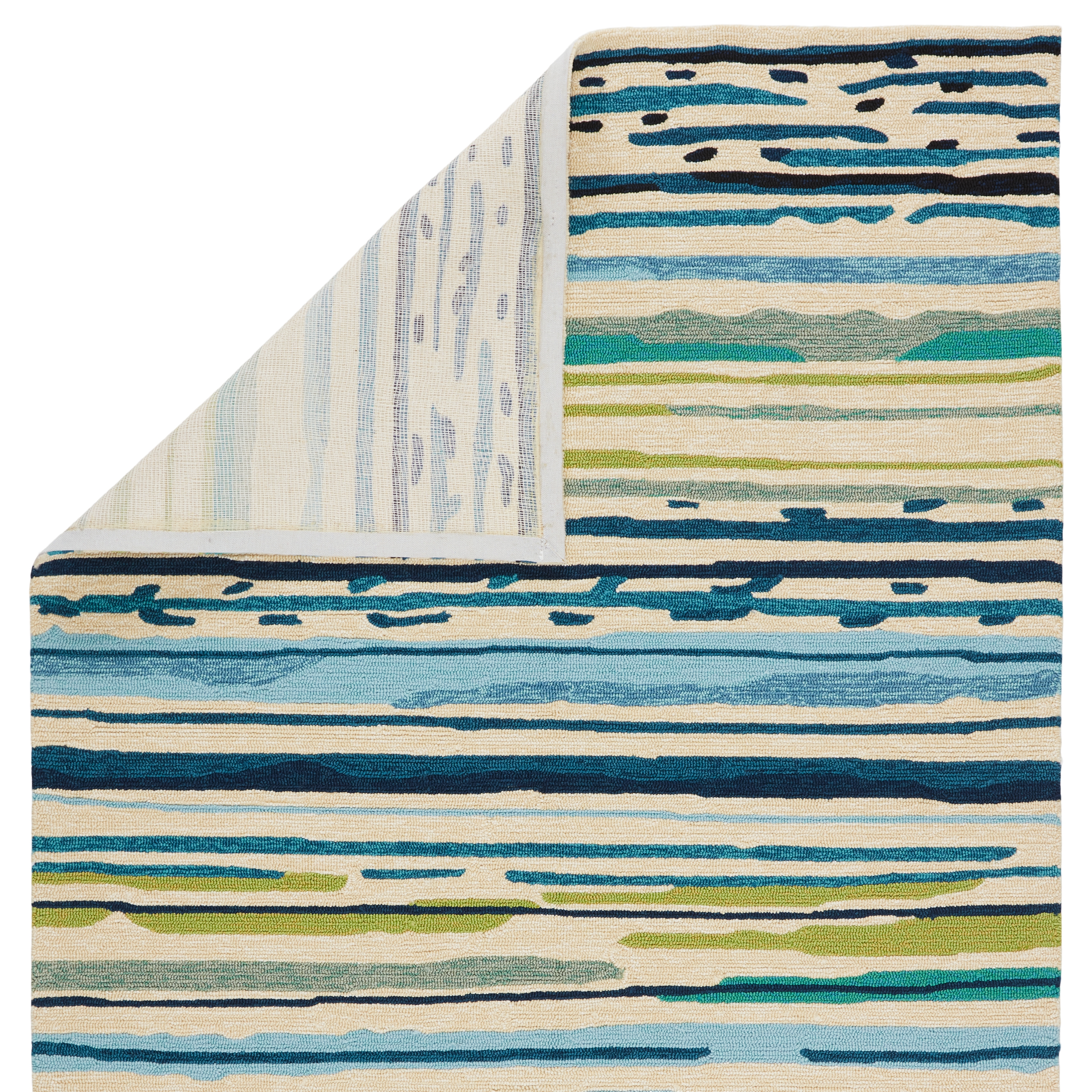 Sketchy Lines Indoor/ Outdoor Abstract Blue/ Green Area Rug (9' X 12') - Image 2