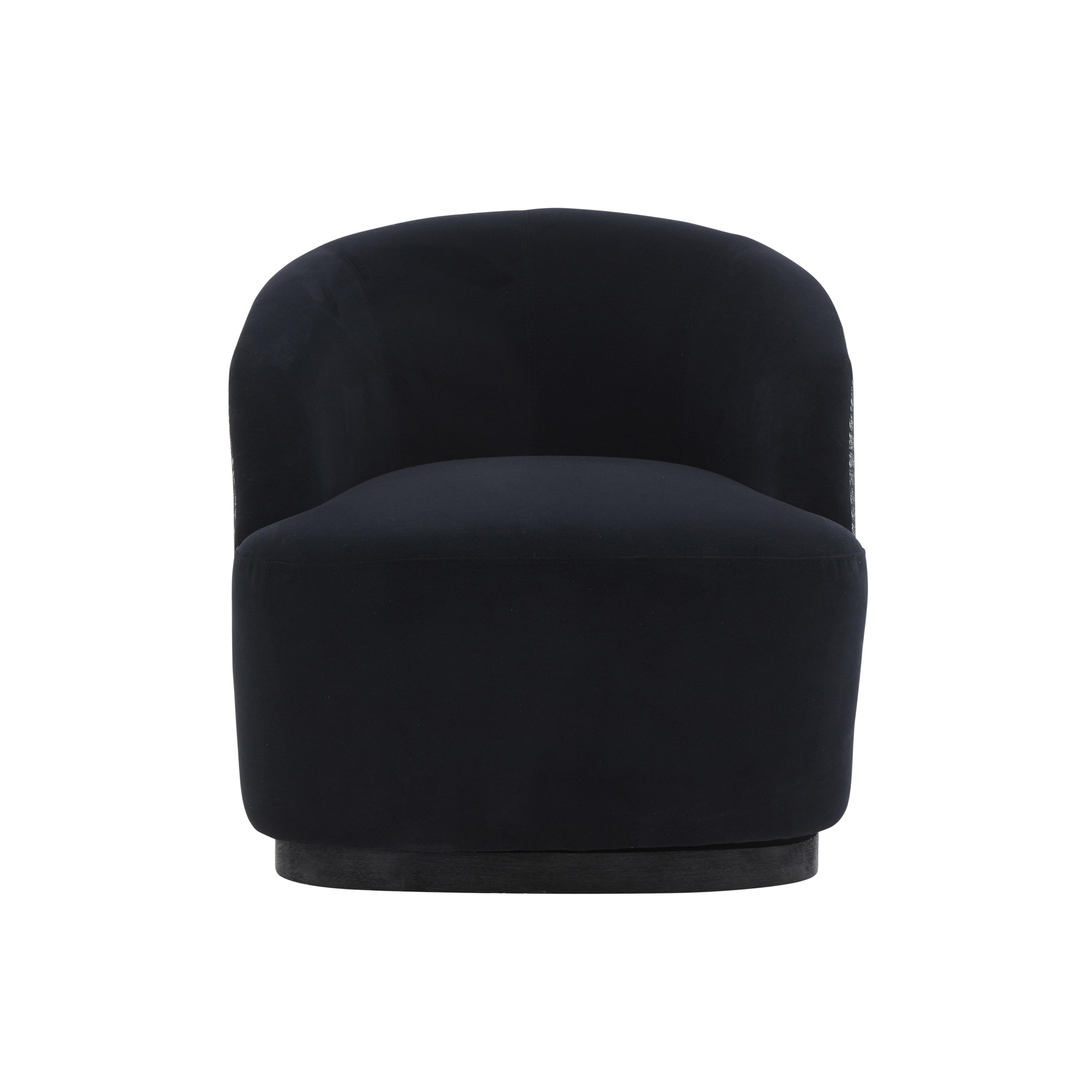 Reese Black Velvet Swivel Chair - Image 1