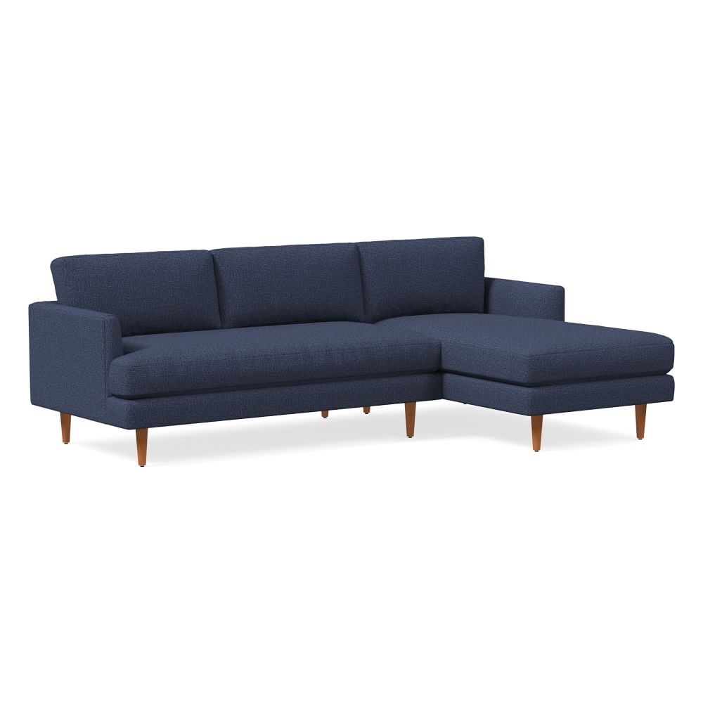 Haven Loft 99" Right 2-Piece Chaise Sectional, Deco Weave, Midnight, Pecan - Image 0