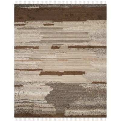 Rizo Hand-Knotted Wool/Cotton Gray/Brown Rug - Image 0