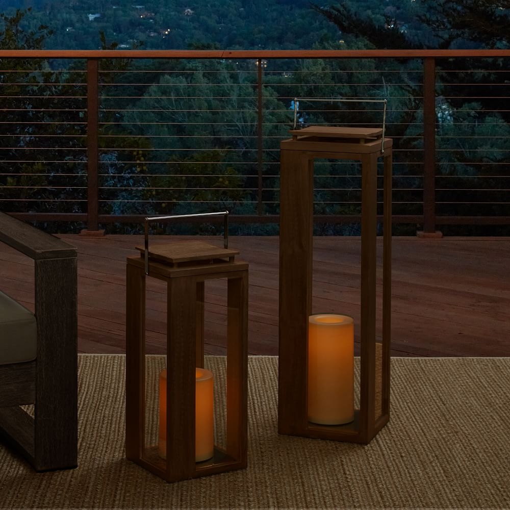 Portside Outdoor Wood Lantern, Driftwood, Large Extra Large, Set of 2 - Image 0