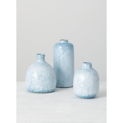 3 Piece Mona Blue Ceramic Table Vase Set - Image 0