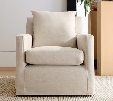 Ayden Slipcovered Swivel Glider, Polyester Wrapped Cushions, Performance Heathered Basketweave Alabaster White - Image 3